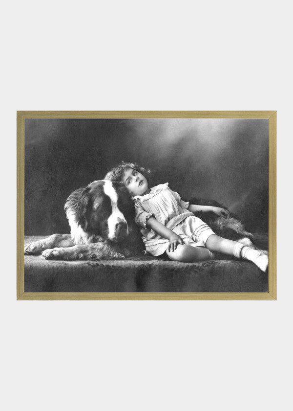 GIRL WITH ST. BERNHARD'S DOG