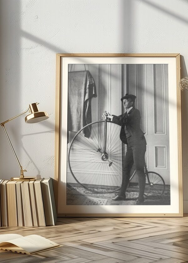 MAN POSING WITH BICYCLE