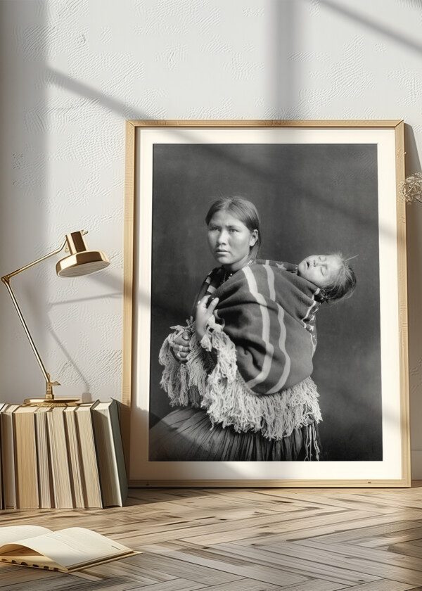 NATIVE AMERICAN WOMAN WITH CHILDREN