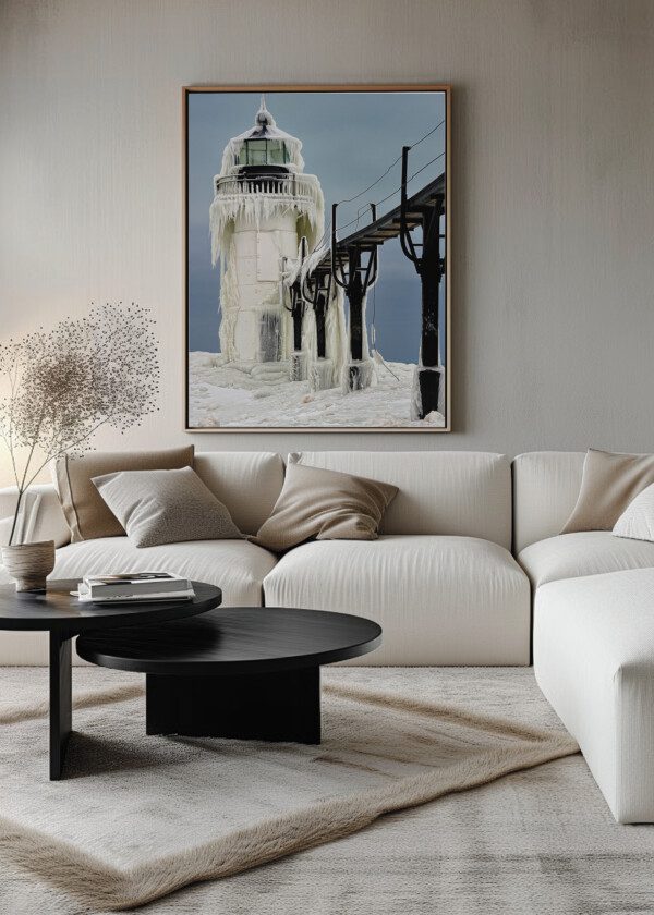 LIGHTHOUSE COVERED WITH ICE