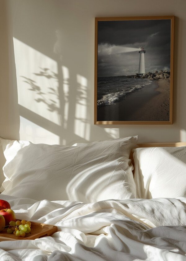 LIGHTHOUSE UNDER DARK CLOUDS