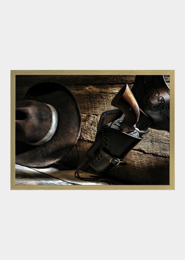 COWBOY HAT AND REVOLVER
