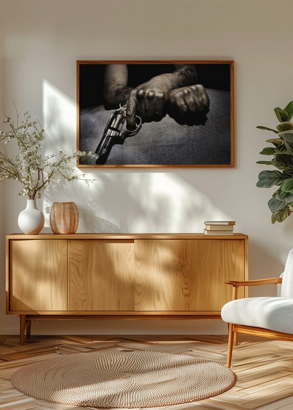 TATTOOED MAN WITH REVOLVER