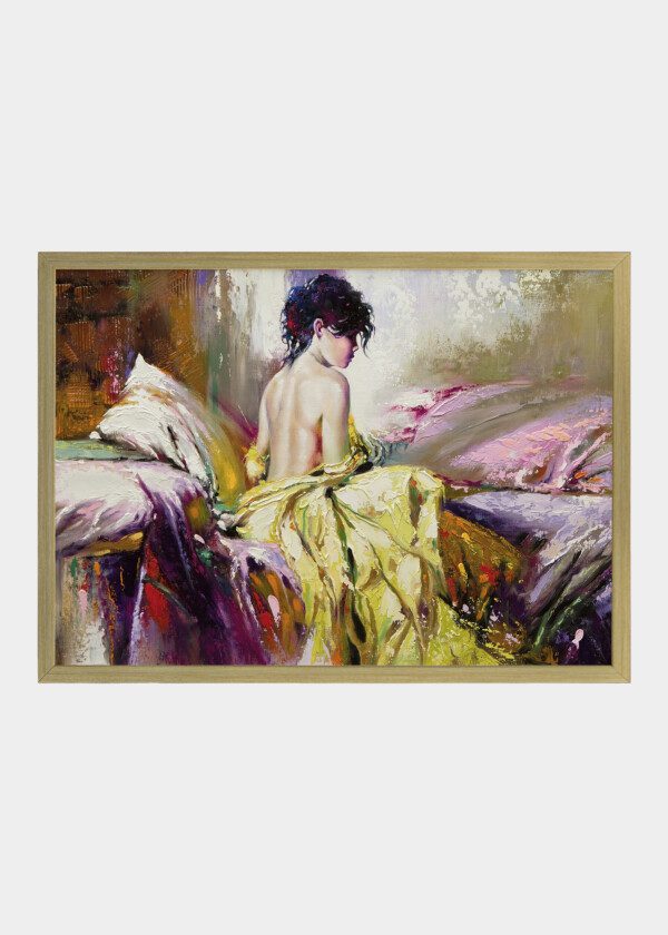 PAINTING. WOMAN ON THE EDGE OF THE BED
