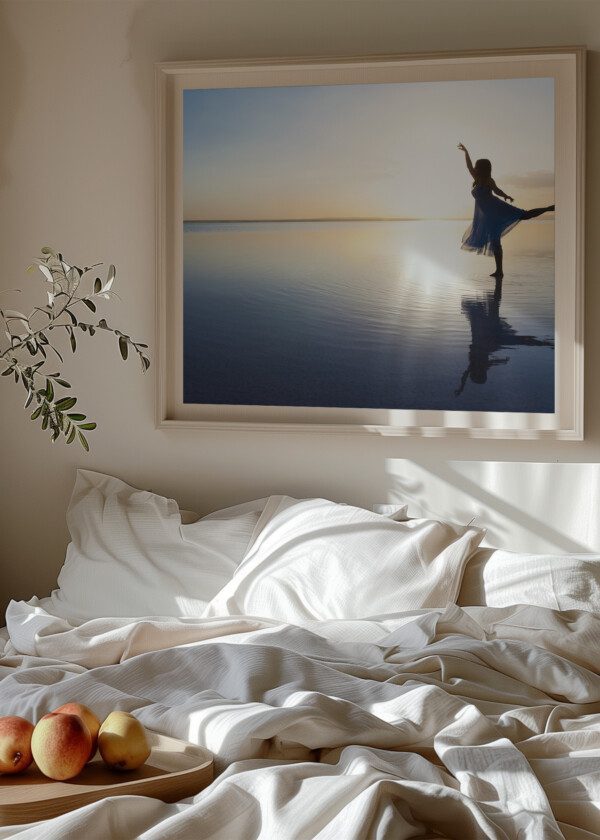 GIRL DANCING AT THE BEACH EDGE