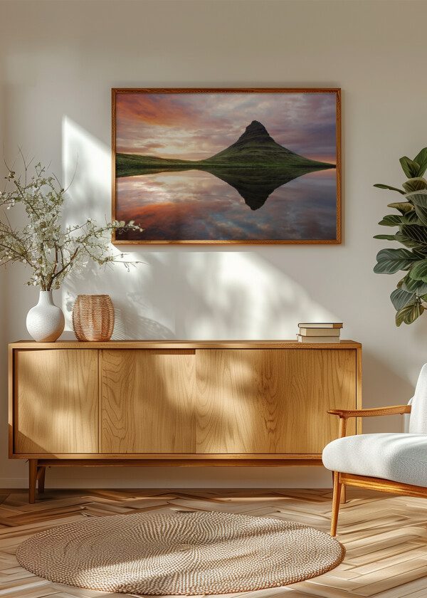MOUNTAINS ARE REFLECTED IN LAKE