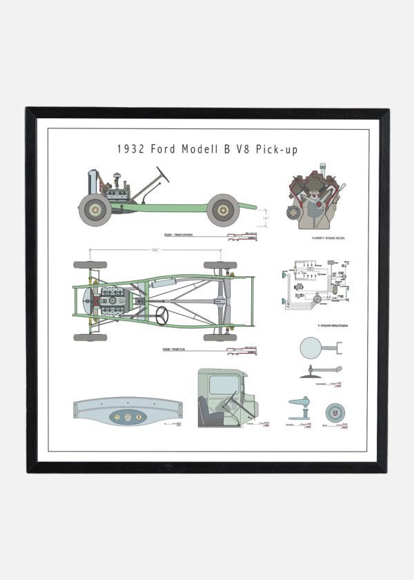 FORD B V8 1932 DRAWING