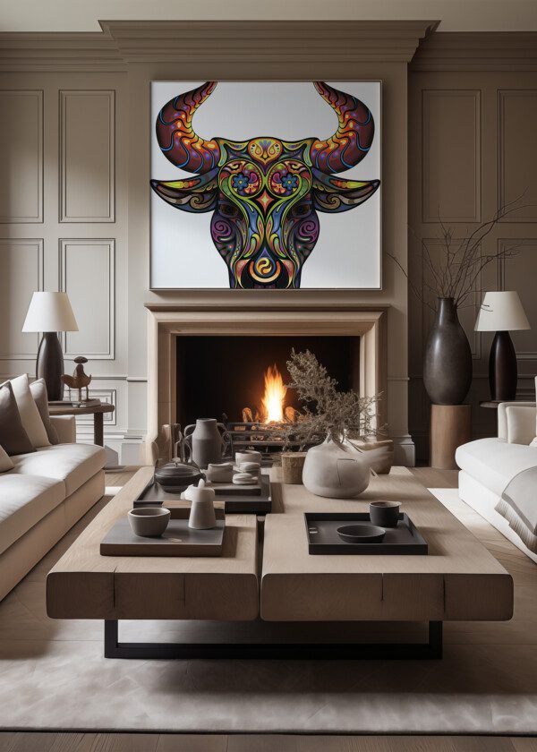 PAINTED BULL'S HEAD