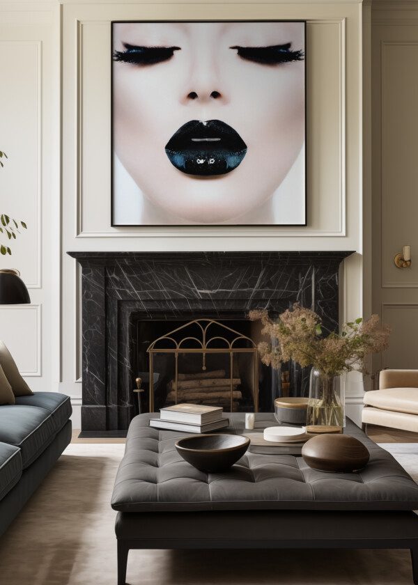 WHITE FACE WITH BLACK LIPS