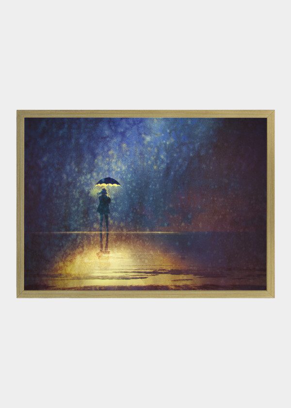 ILLUSTRATION. GIRL IN THE RAIN