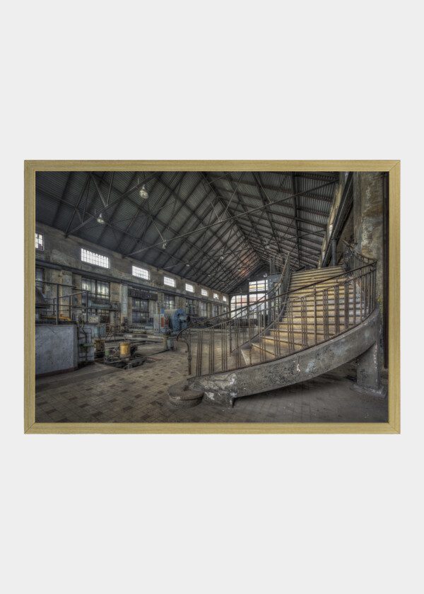 IMPRESSIVE STAIRS INSIDE THE HALL OF A POWER PLANT