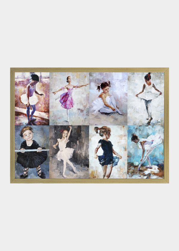 DRAWN CUTE BALLERINA DANCING, COLLAGE