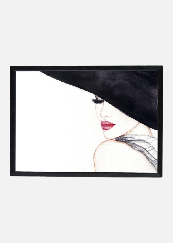 ILLUSTRATION. WOMAN IN BLACK HAT