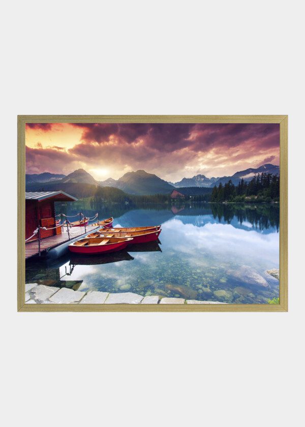 ROWING BOATS-IN-ALPINE LAKE