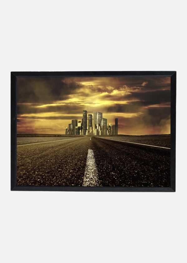 SKYSCRAPERS UNDER A YELLOW SKY