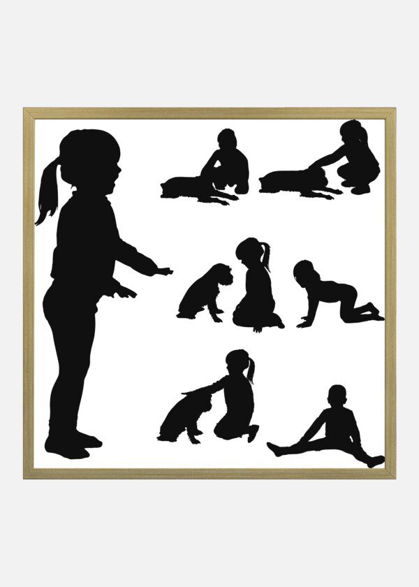 SILHOUETTE CHILDREN AND ANIMALS