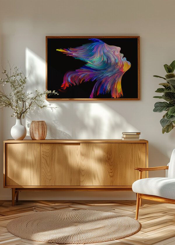 ILLUSTRATION FACE WITH COLORFUL HAIR