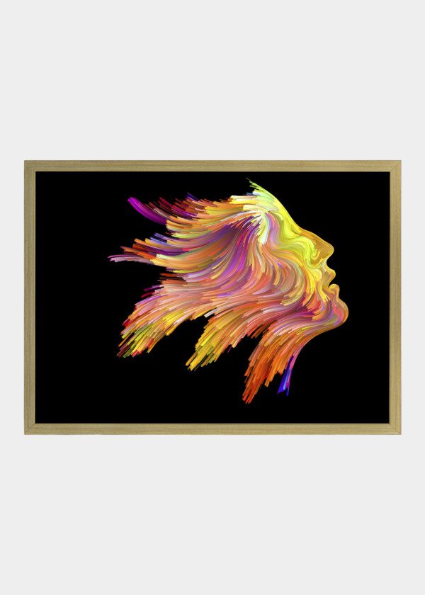 ILLUSTRATION. FACE WITH COLORFUL HAIR