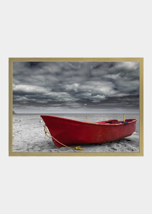 RED BOAT ON THE BEACH