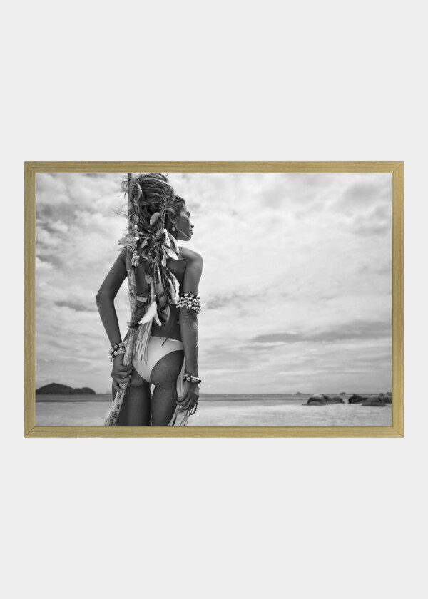 MODEL WITH FEATHERS IN HER HAIR