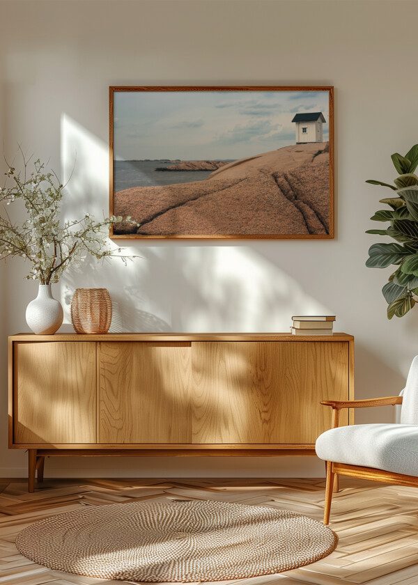 SMALL WHITE HOUSE ON BEACH CLIFF