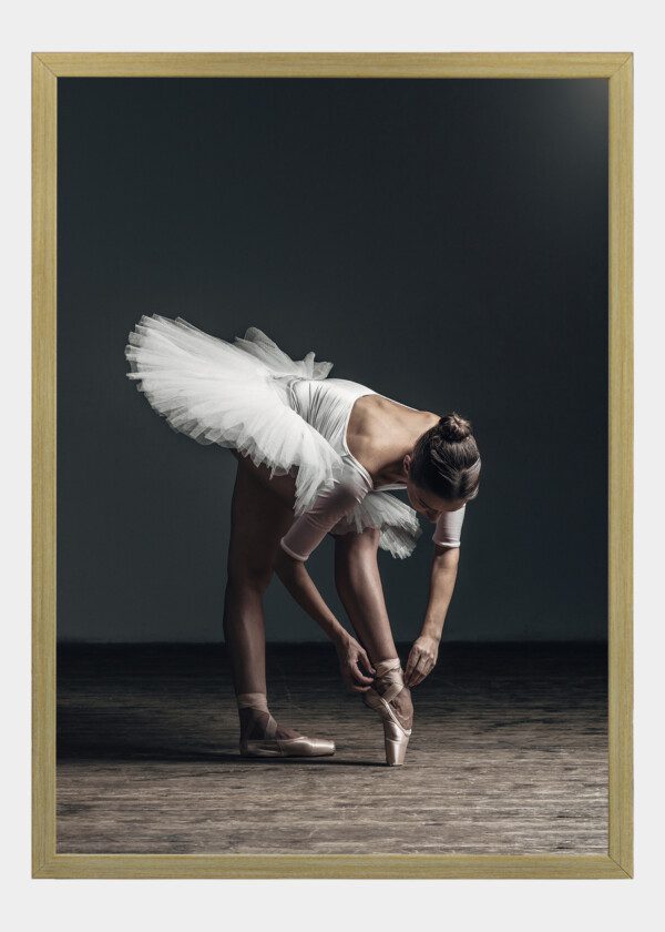 BALLET DANCER AGAINST DARK BLUE BACKGROUND
