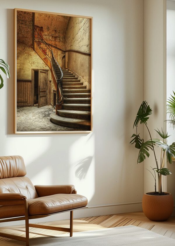 BEAUTIFUL OLD VINTAGE STAIRWAY IN ABANDONED HOUSE