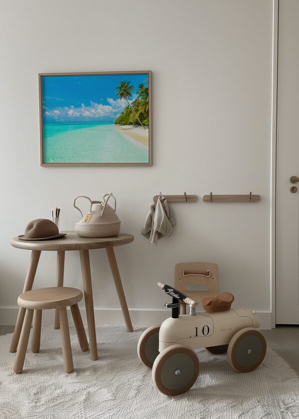 SANDY BEACH AND PALM TREES