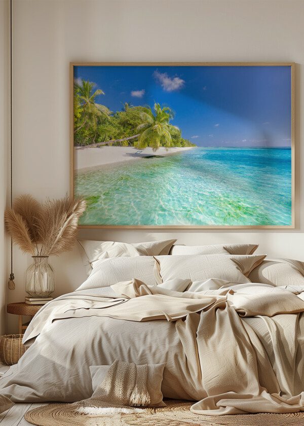 PALM-CLAD SANDY BEACH