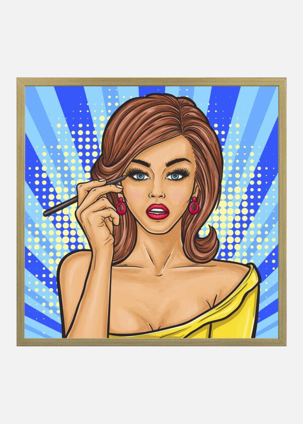 POP ART PRETTY GIRL HOLDING A PENCIL EYE MAKEUP
