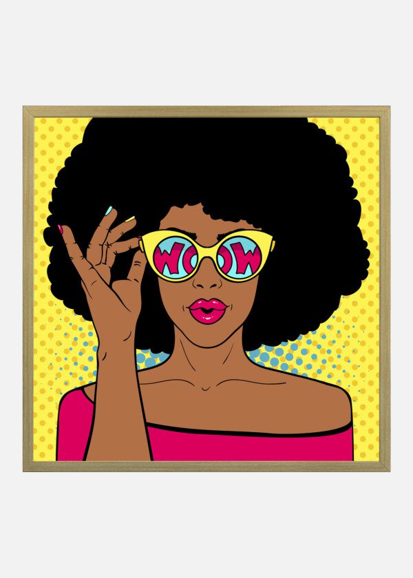 SEXY SURPRISED BLACK WOMAN WITH AFRO HAIR
