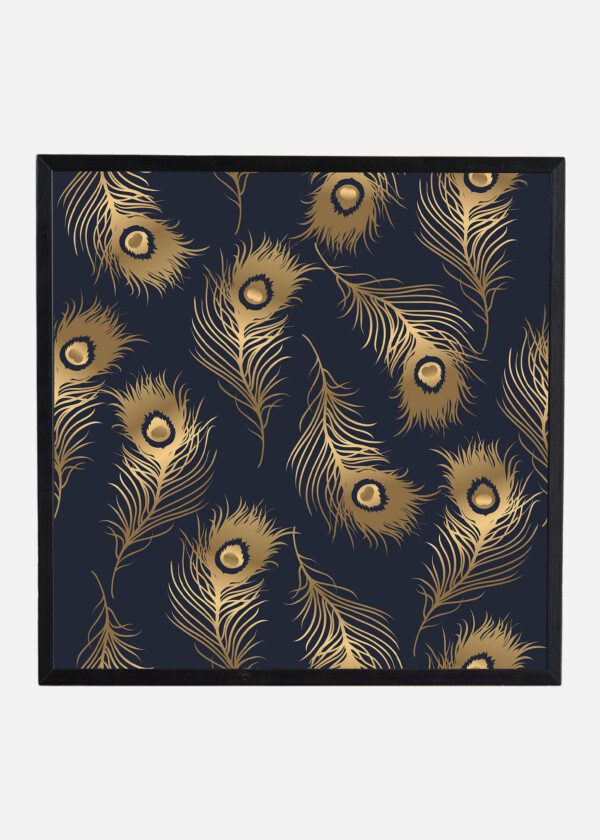 ART DECO STYLE SEAMLESS PATTERN WITH GOLDEN FEATHERS. VECTOR ILLUSTRATION