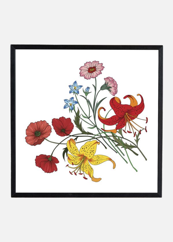 BOUQUET OF GARDEN FLOWERS. BLOOMING FLOWERS. WILD FLOWERS