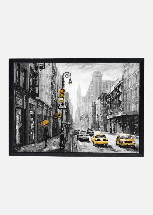 OIL PAINTING ON CANVAS, STREET VIEW OF NEW YORK