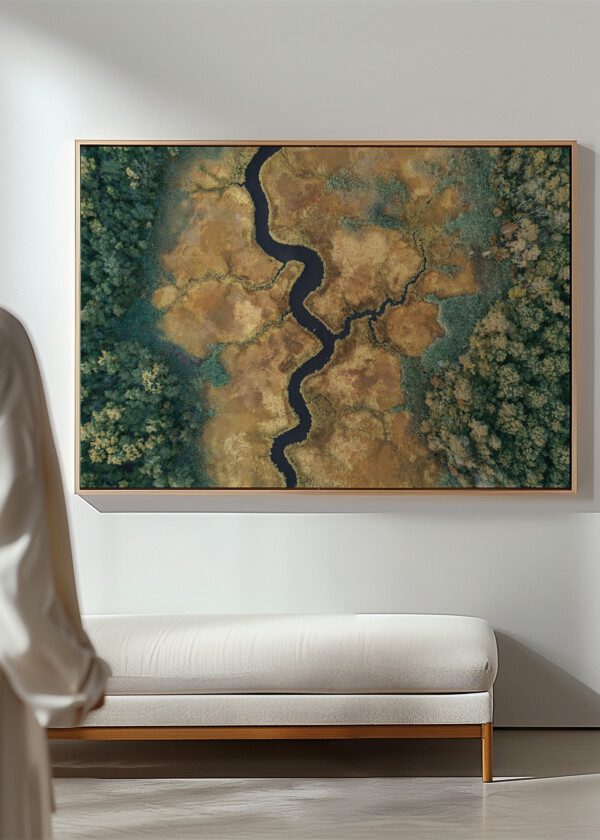 AERIAL VIEW OF A CREEK IN A SALT MARSH