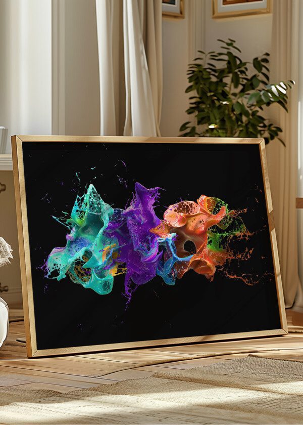 LIQUID EXPLOSION ON BLACK 3D ILLUSTRATION