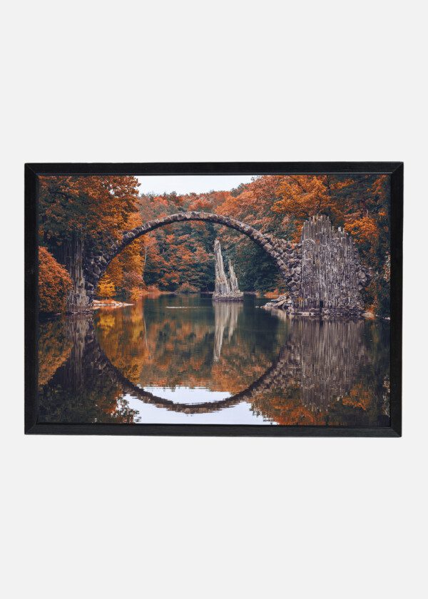 STONE BRIDGE IN AUTUMN FOREST