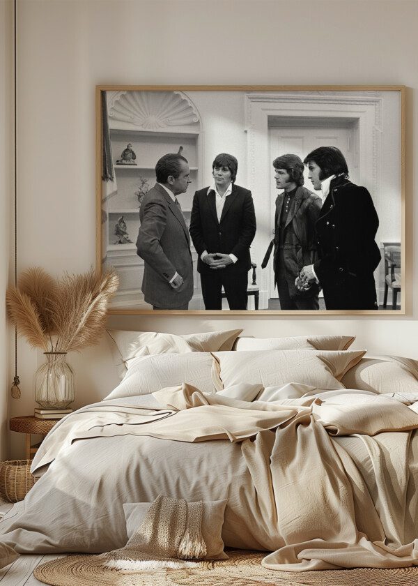 ELVIS PRESLEY, DELBERT SONNY WEST AND JERRY SCHILLING MEETING RICHARD NIXON