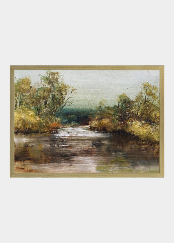LANDSCAPE WITH LAKE, OIL PAINTING ON CANVAS