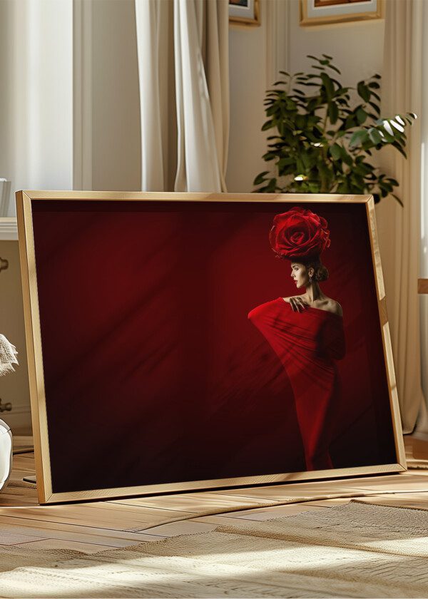 BEAUTY FASHION MODEL AND ROSE FLOWER HAIRSTYLE