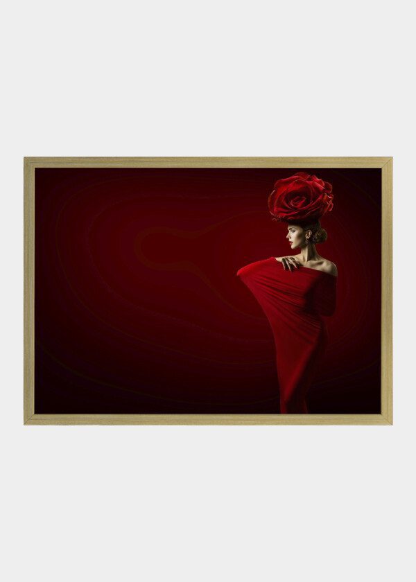BEAUTY FASHION MODEL AND ROSE FLOWER HAIRSTYLE