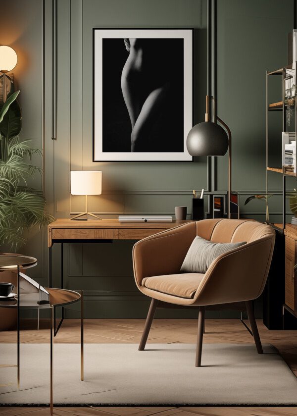 FASHION ART STUDIO PORTRAIT OF A NUDE ELEGANT LADY WITH SHADOW ON HER