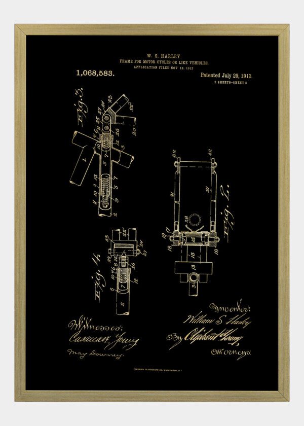 Motiv: Patent Print - W.S Harley Motor Cycle Frame Fig 2-4
