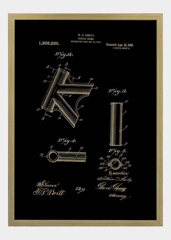 Motiv: Patent Print - W.S Harley Vehicle Frame Fig 2-5