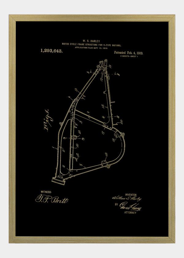 Motiv: Patent Print - W.S Harley Motor Cycle Frame Structure Fig1