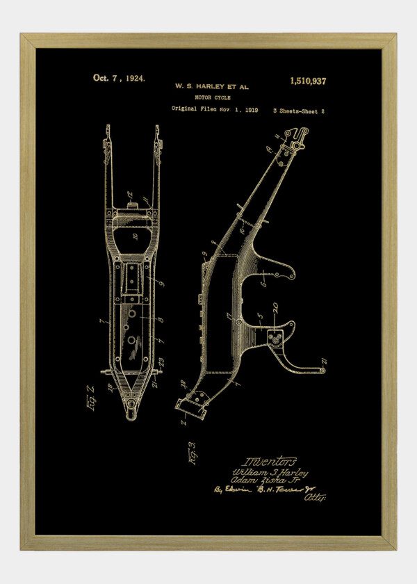 Motiv: Patent Print - W.S Harley Motor cycle Fig 2-3