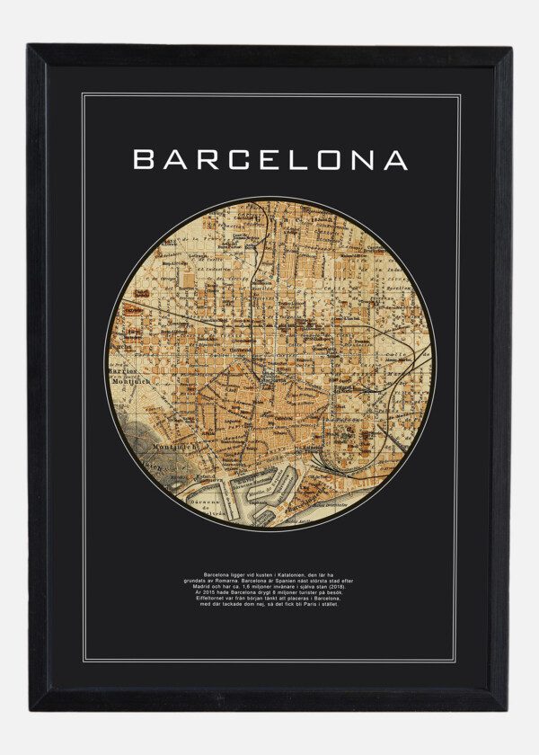 Motiv: Hundraårig rund karta över Barcelona
