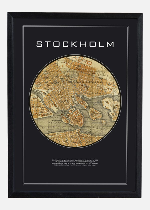 Motiv: Hundraårig rund karta över Stockholm