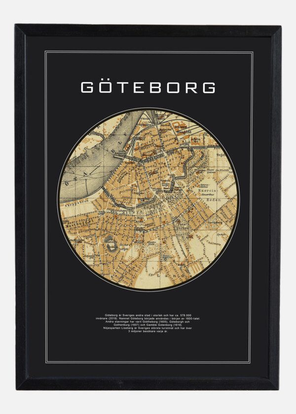 Motiv: Hundraårig rund karta över Göteborg.