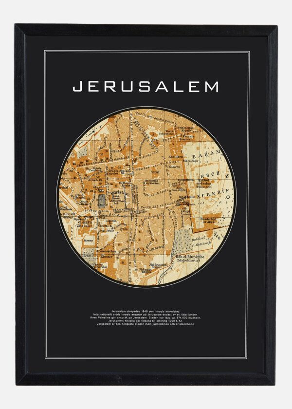 Motiv: Hundraårig rund karta över Jerusalem.